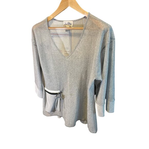Joseph Ribkoff Silver Knit Pullover 3/4 Sleeve Tunic Top Sz 10 - Picture 3 of 11